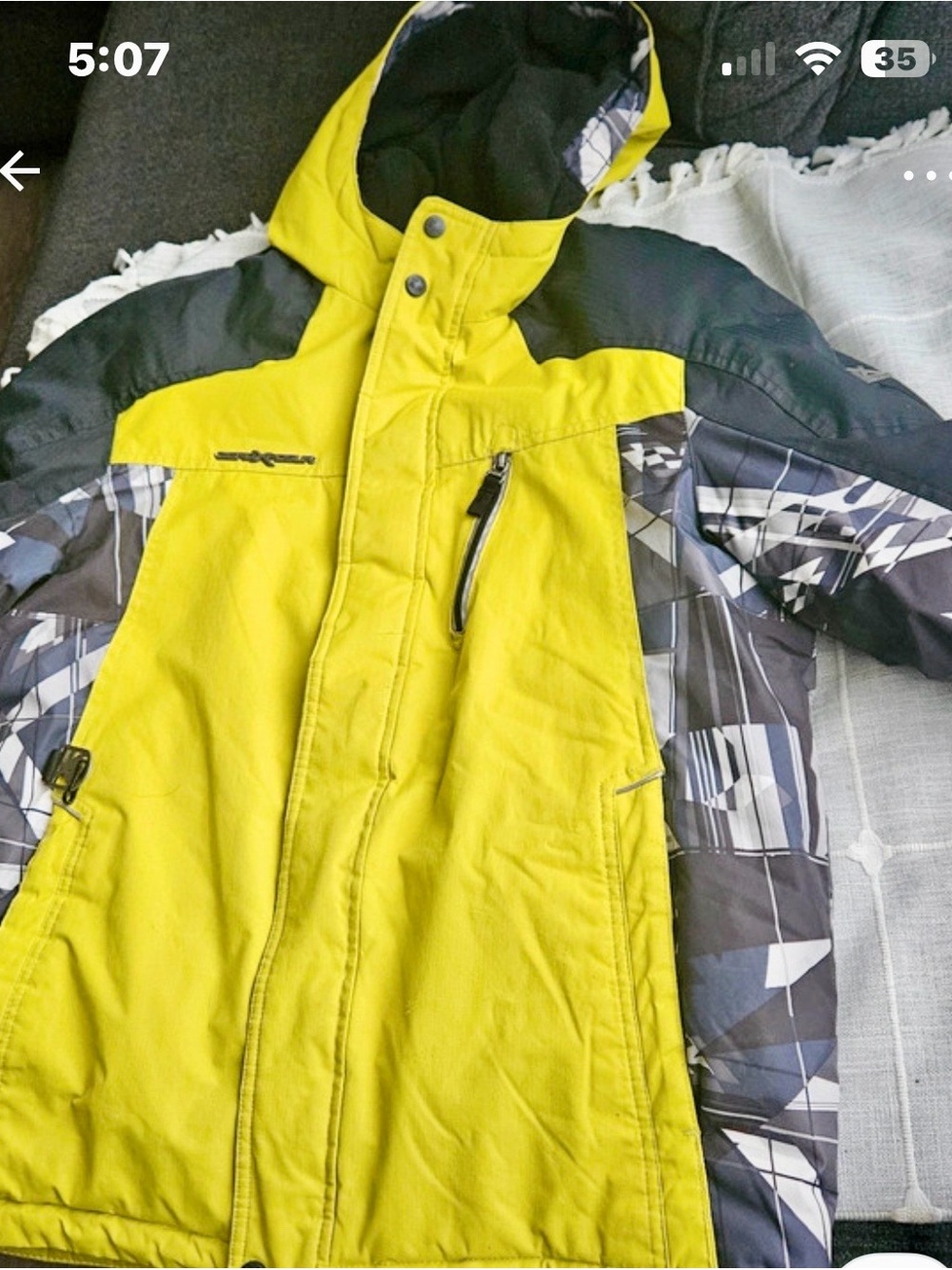 ZeroXposur Boys Yellow and Black Geometric Puffer Jacket 18/20 XL